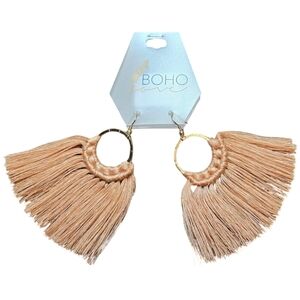 NWT Moroccan Tassel Fringe Earring Circle Drop Boho Festival Summer Indie